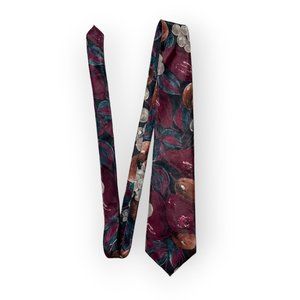 VTG Golden House Floral Red Blue Orange Black Necktie Fancy Business Wedding